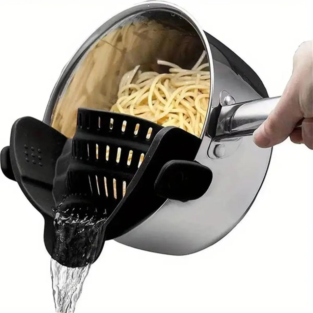 Clip-on pot strainer