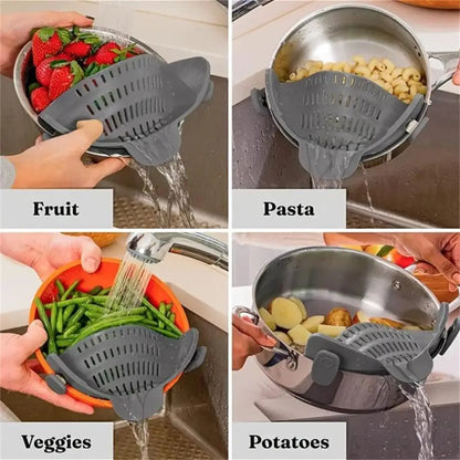 Clip-on pot strainer
