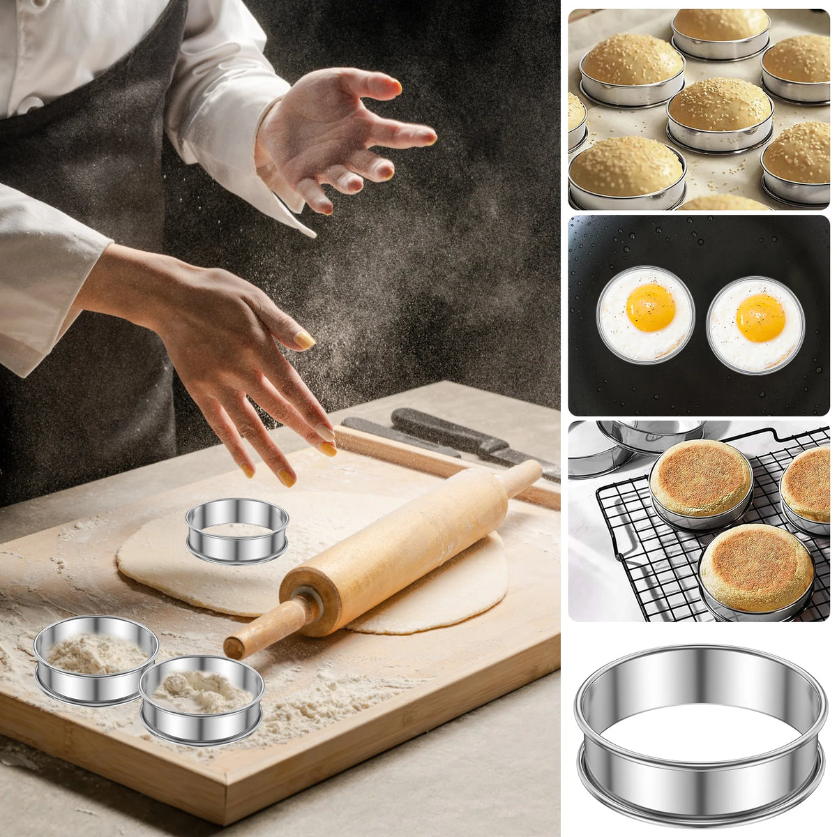 Crumpet and muffin baking rings