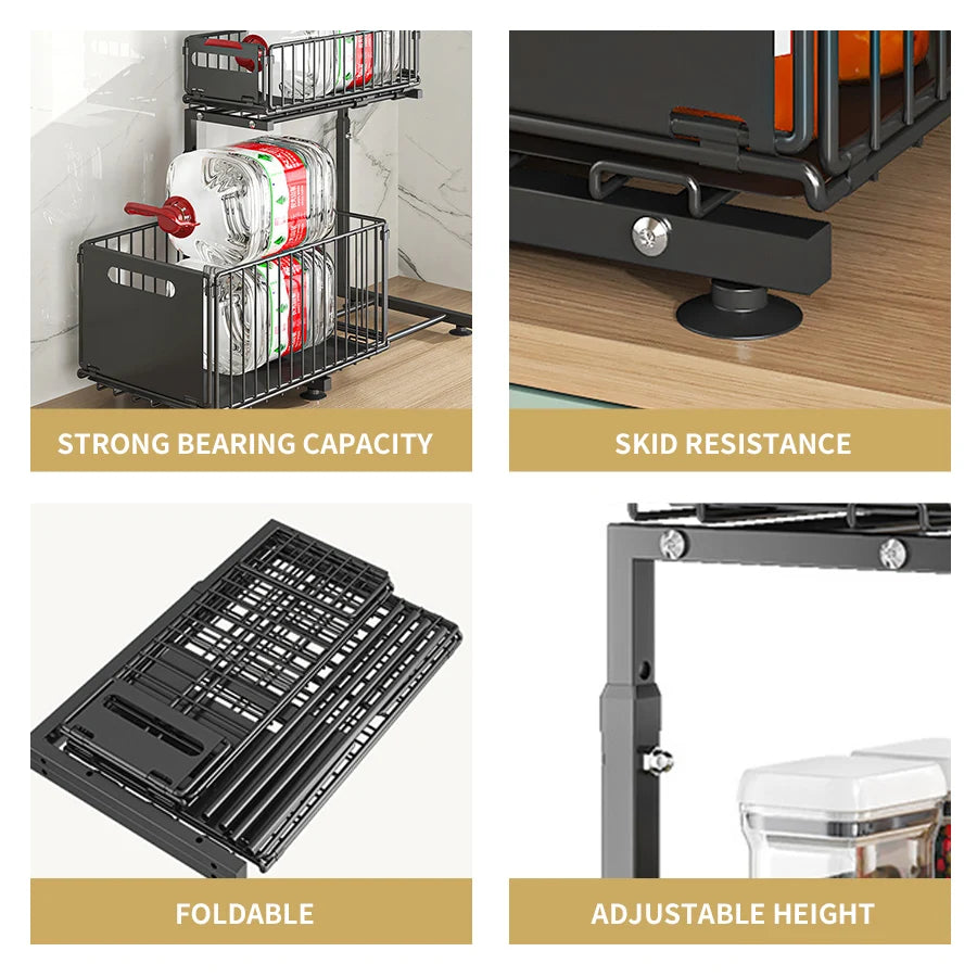 Under-sink cabinet organizer