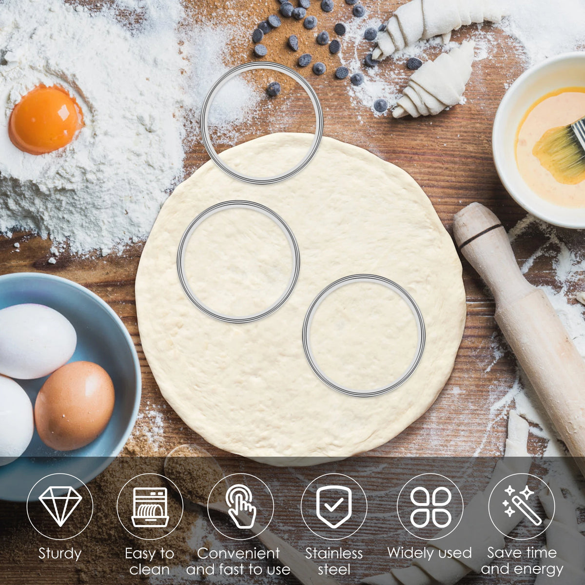 Crumpet and muffin baking rings